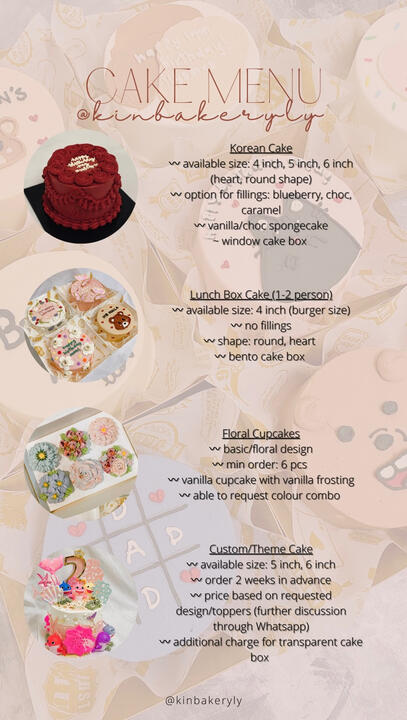 Cake Menu